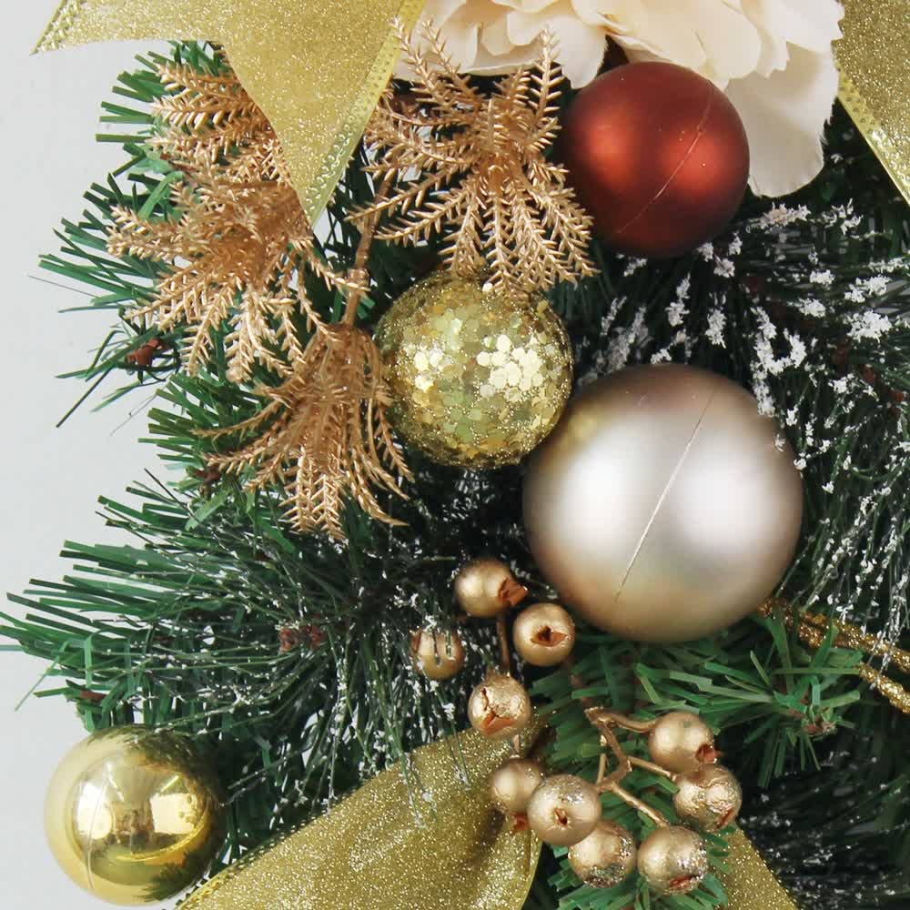 Christmas Garland with Pine Ornaments and Gold Mesh Ribbon for Holiday Decorating - Image 10