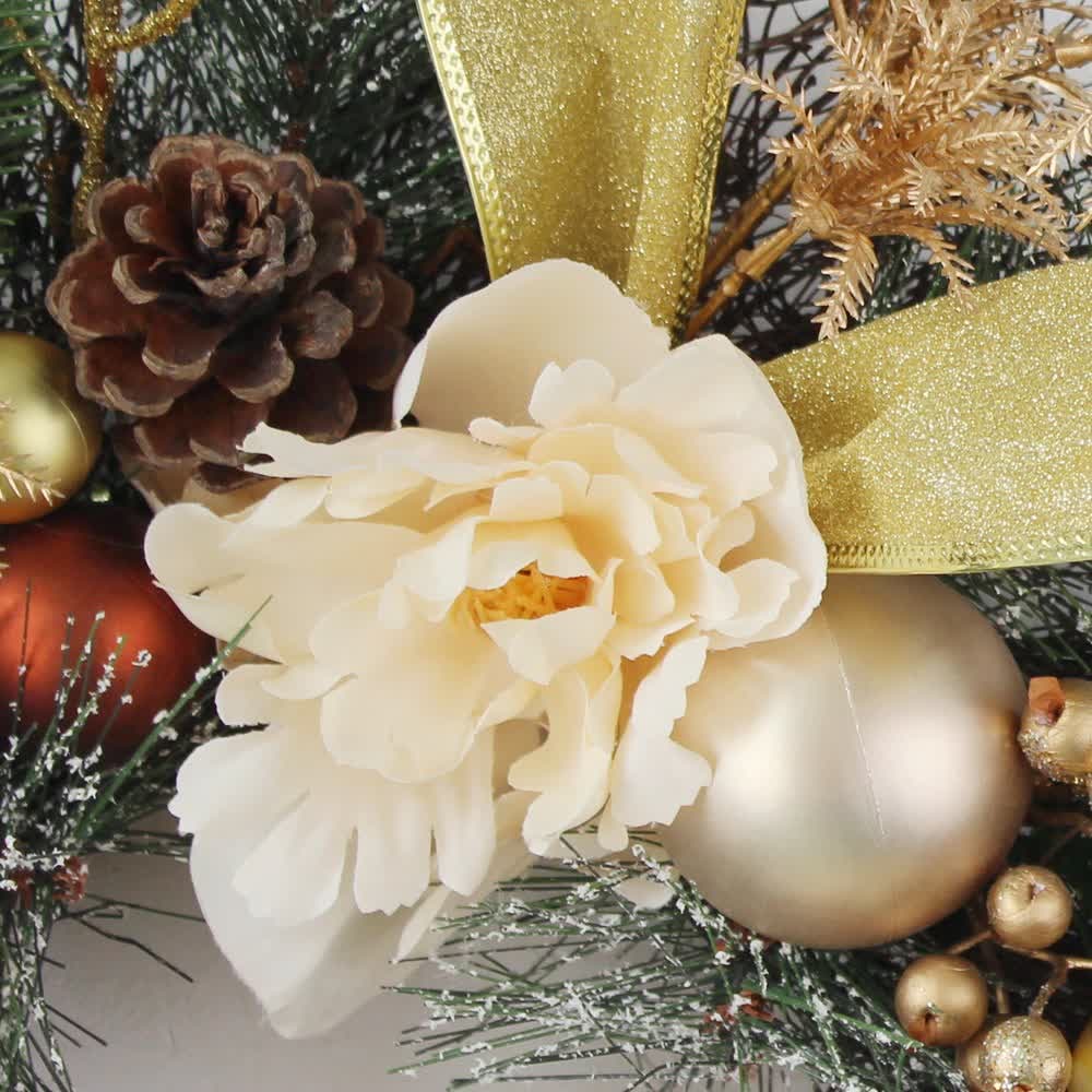 Christmas Garland with Pine Ornaments and Gold Mesh Ribbon for Holiday Decorating - Image 11