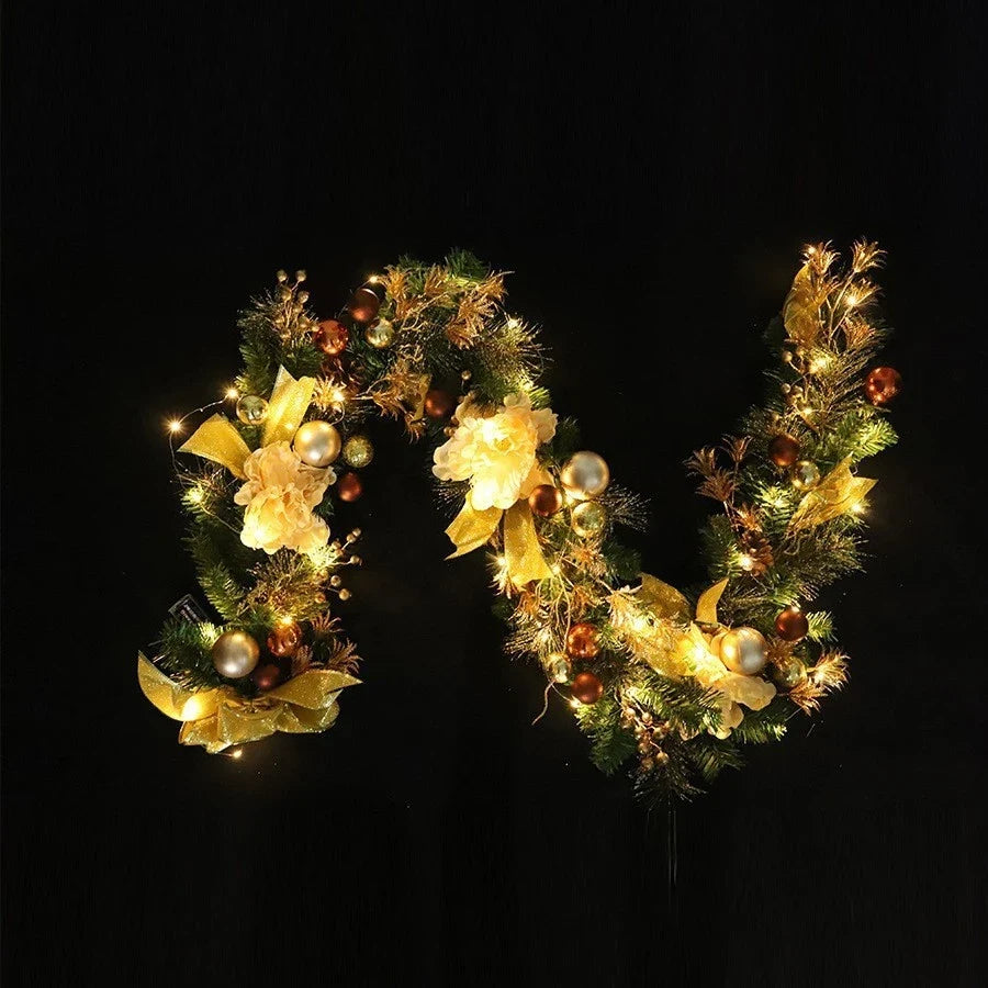 Christmas Garland with Pine Ornaments and Gold Mesh Ribbon for Holiday Decorating - Image 12