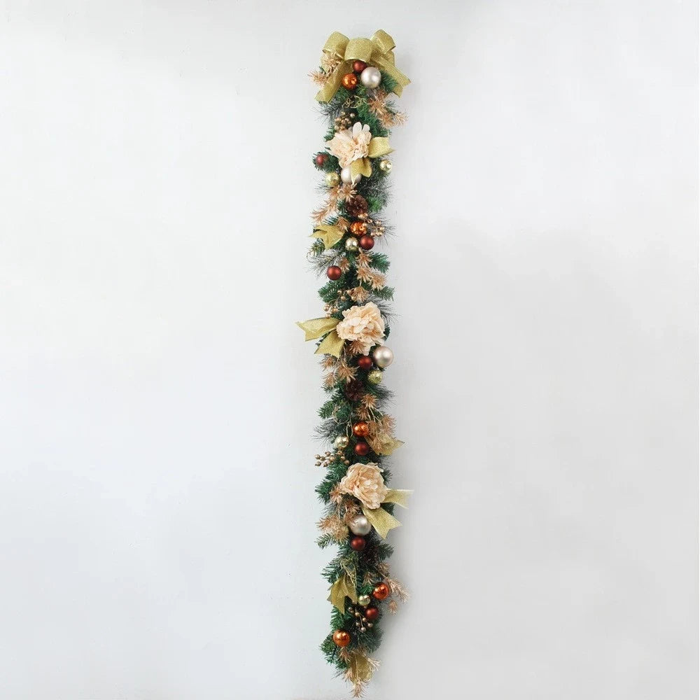 Christmas Garland with Pine Ornaments and Gold Mesh Ribbon for Holiday Decorating - Image 13