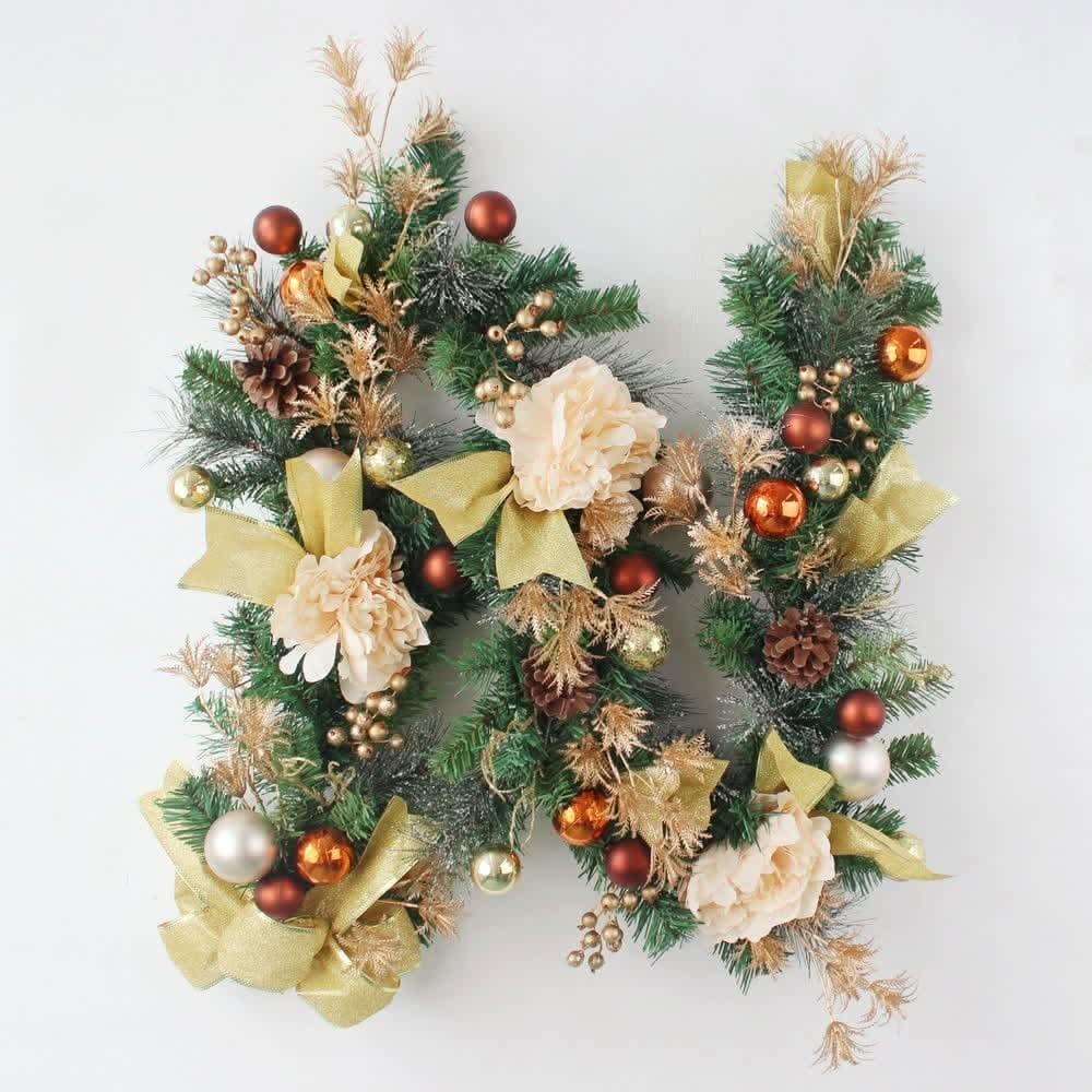 Christmas Garland with Pine Ornaments and Gold Mesh Ribbon for Holiday Decorating - Image 7