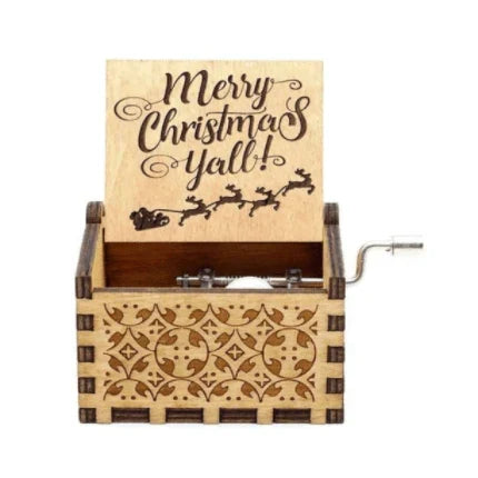 Christmas Music Box with Hand Crank Wooden Mechanism and Laser-Cut Holiday Design - Image 9