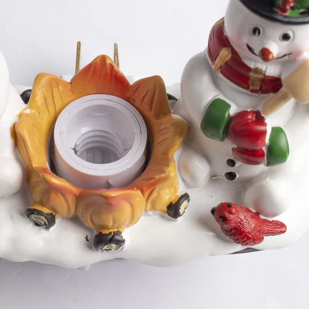 Christmas Night Lights Plug-In Snowman Campfire with Warm Yellow Flame Bulb - Image 4