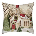 Christmas Pillow Cover with Hidden Zipper Square Polyester Linen Throw with Festive Holiday Prints - Image 3