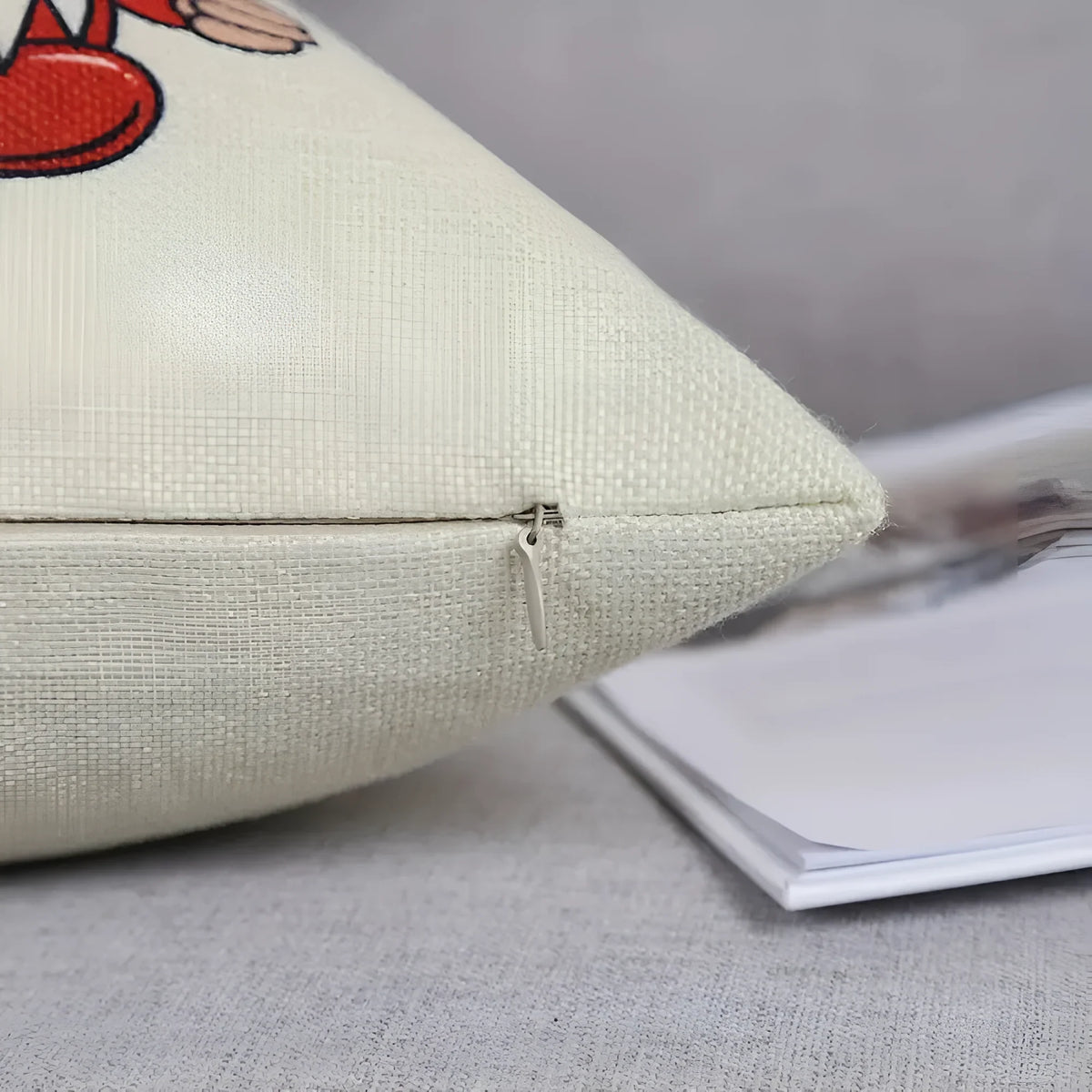 Christmas Pillow Covers Set of 4 Square with Hidden Zipper and Festive Gnome Print - Image 6