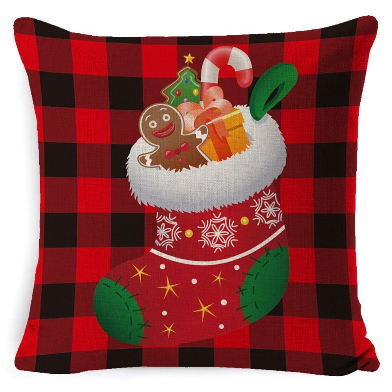 Christmas Pillow Covers with Linen Texture and Holiday Graphics Decorative Throw Accent 18x18 - Image 2