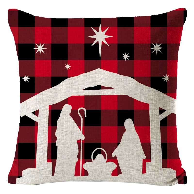 Christmas Pillow Covers with Linen Texture and Holiday Graphics Decorative Throw Accent 18x18 - Image 4