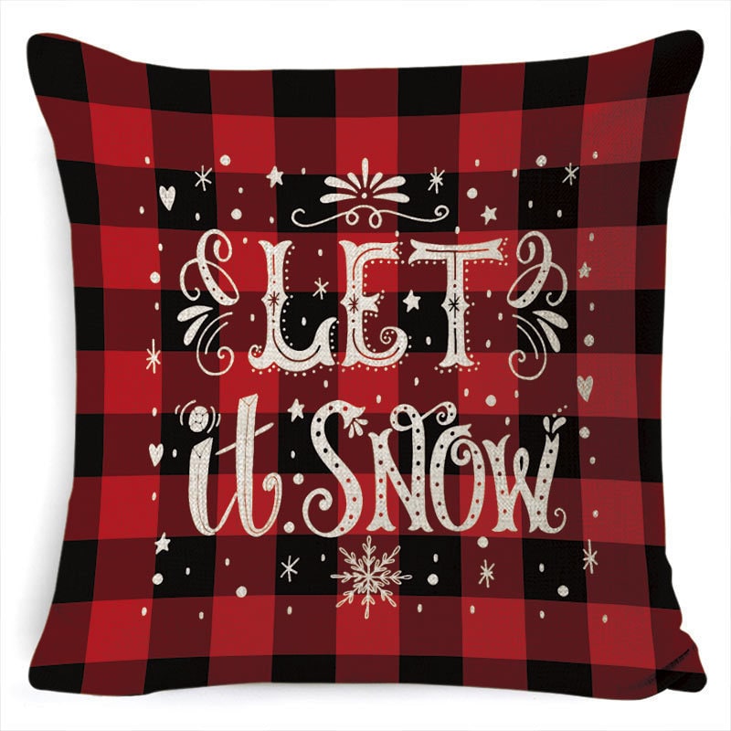 Christmas Pillow Covers with Linen Texture and Holiday Graphics Decorative Throw Accent 18x18 - Image 6