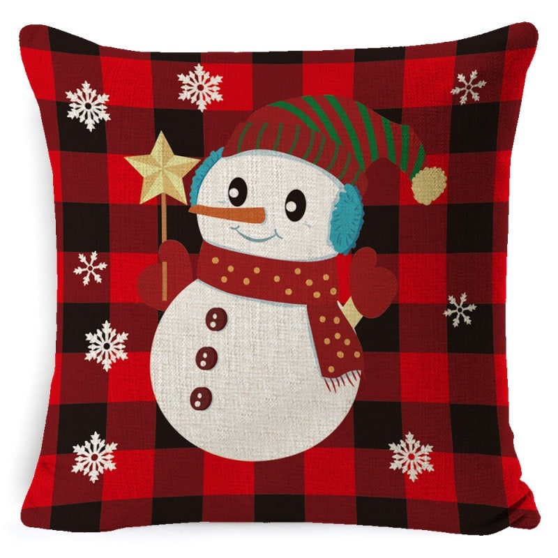 Christmas Pillow Covers with Linen Texture and Holiday Graphics Decorative Throw Accent 18x18 - Image 9