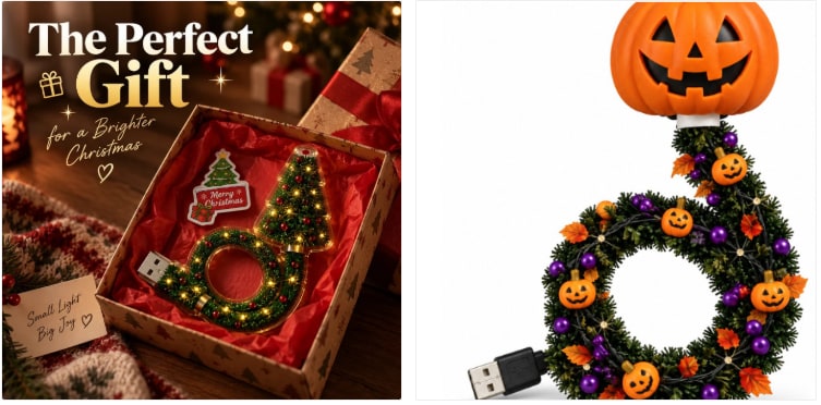 Christmas Projector Light with Flexible LED Tree Design and Colorful Holiday Patterns - Image 6