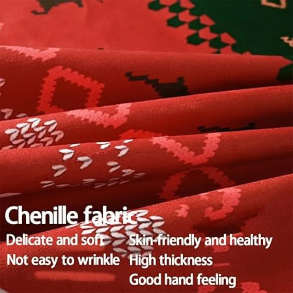 Christmas Tablecloth with Plaid Pattern and Chenille Fabric for Holiday Table Linens - Image 3