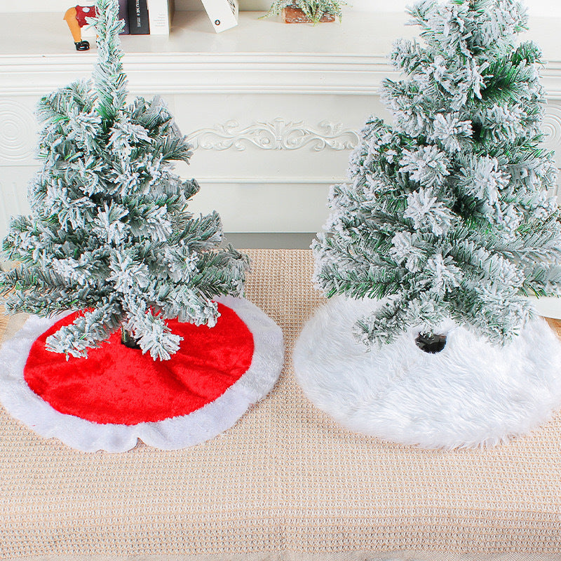 Christmas Tree Skirt with Plush Faux Fur Border for Small Tabletop 38cm - Image 1