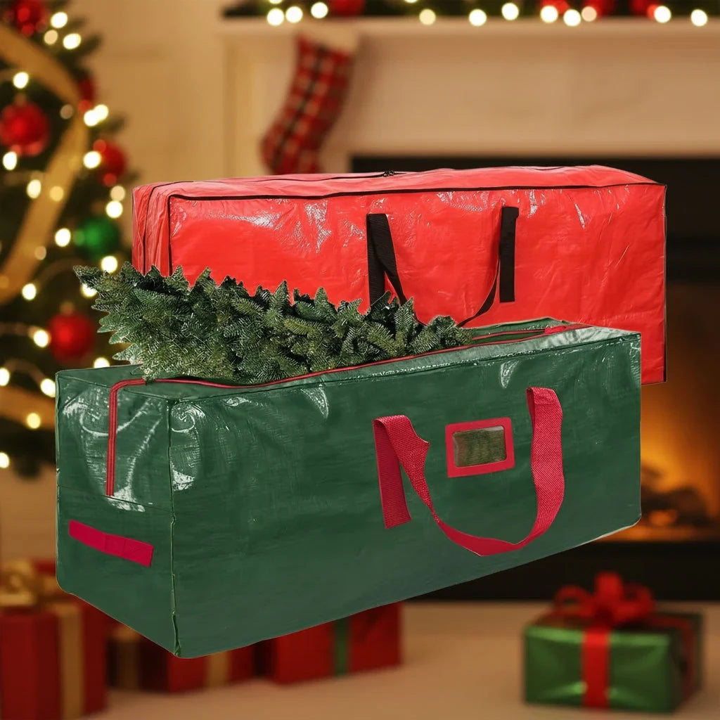 Christmas Tree Storage Bag with Heavy-Duty Waterproof Plastic and Dual Zipper Closure - Image 1