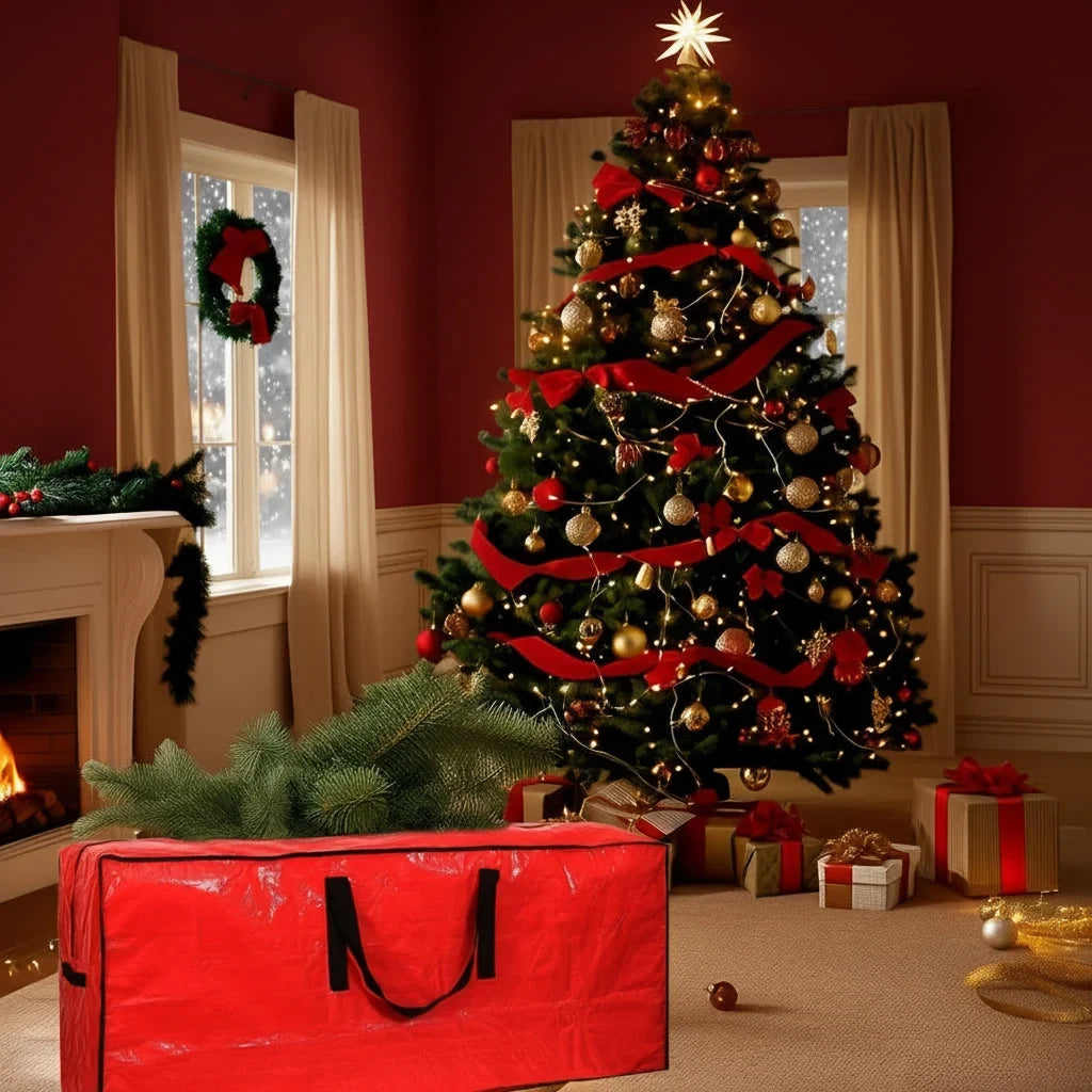 Christmas Tree Storage Bag with Heavy-Duty Waterproof Plastic and Dual Zipper Closure - Image 4