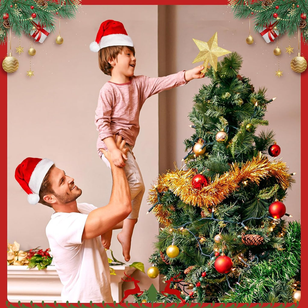 Christmas Tree Topper 8 Inch Glitter Star with Faceted Design and Shatterproof Plastic - Image 2