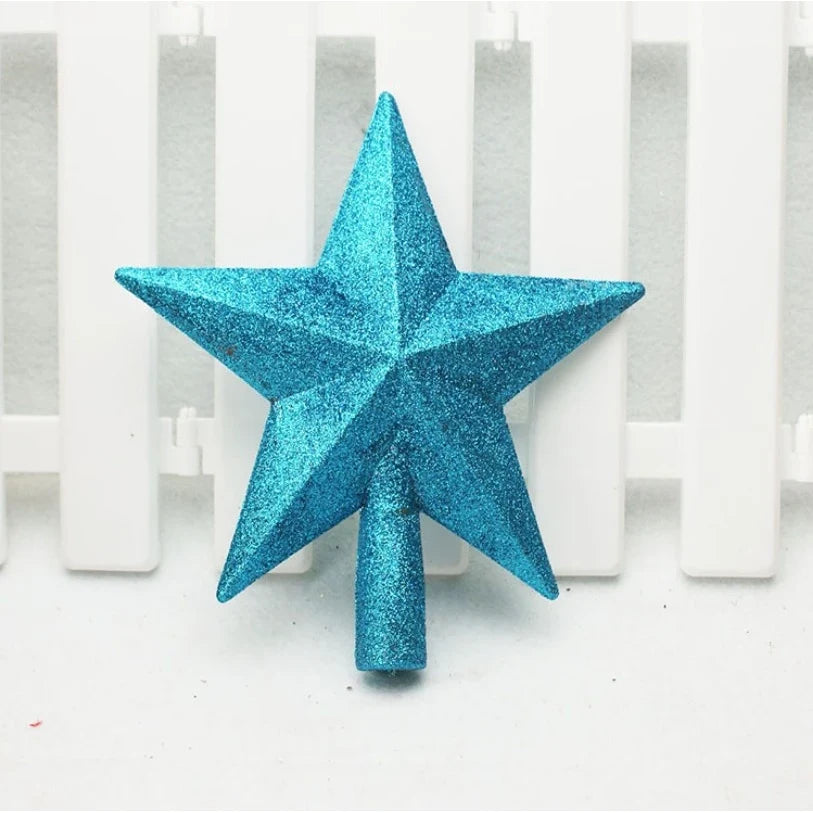Christmas Tree Topper 8 Inch Glitter Star with Faceted Design and Shatterproof Plastic - Image 3