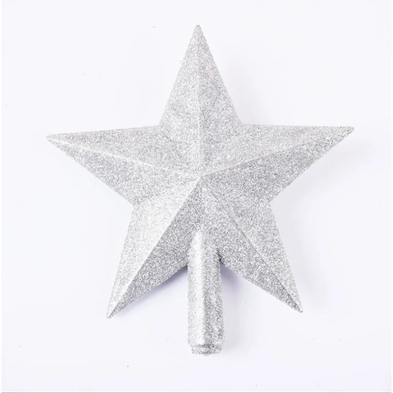 Christmas Tree Topper 8 Inch Glitter Star with Faceted Design and Shatterproof Plastic - Image 7