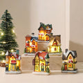 Christmas Village Sets with 6 Miniature Houses LED Lights and Snow-Covered Roofs - Image 1