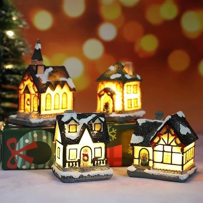 Christmas Village Sets with 6 Miniature Houses LED Lights and Snow-Covered Roofs - Image 3
