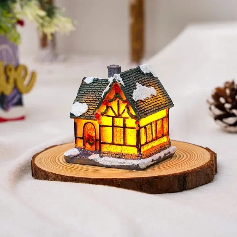 Christmas Village Sets with 6 Miniature Houses LED Lights and Snow-Covered Roofs - Image 4