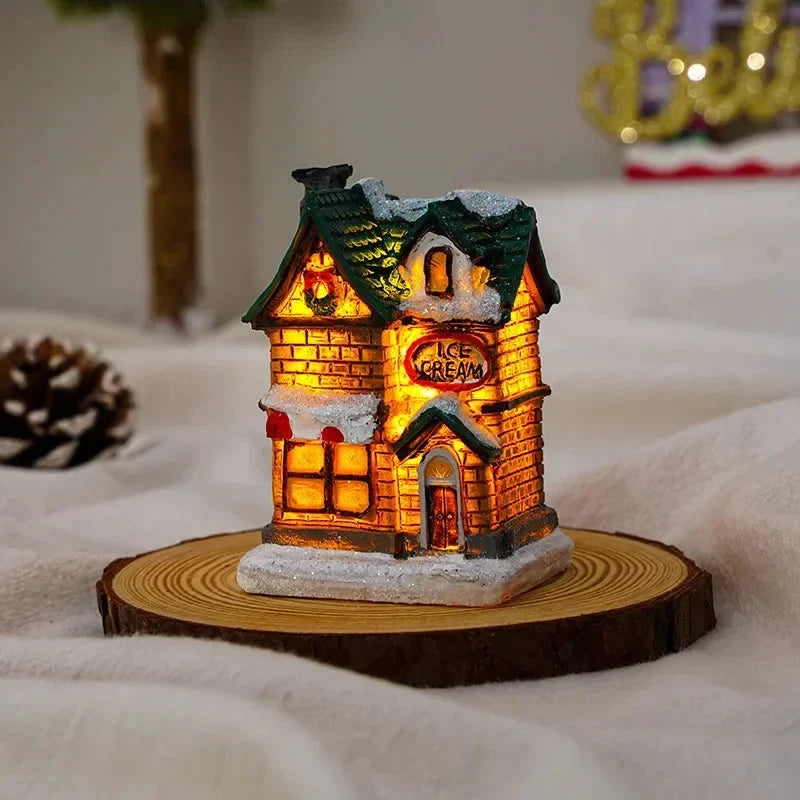 Christmas Village Sets with 6 Miniature Houses LED Lights and Snow-Covered Roofs - Image 5