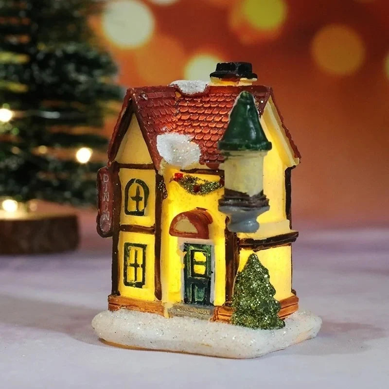 Christmas Village Sets with 6 Miniature Houses LED Lights and Snow-Covered Roofs - Image 7