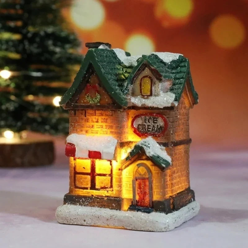 Christmas Village Sets with 6 Miniature Houses LED Lights and Snow-Covered Roofs - Image 8