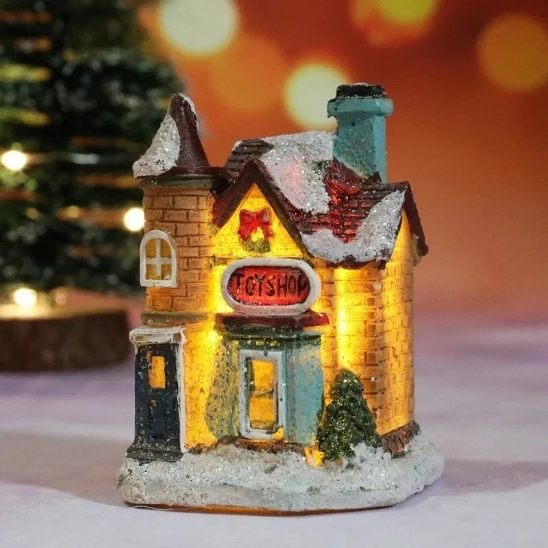 Christmas Village Sets with 6 Miniature Houses LED Lights and Snow-Covered Roofs - Image 9