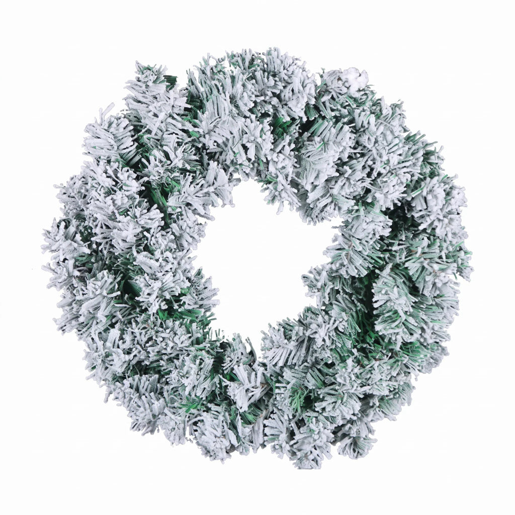 Christmas Wreath Door Hanging with Flocked Pine Needles and Snowflake Design - Image 5