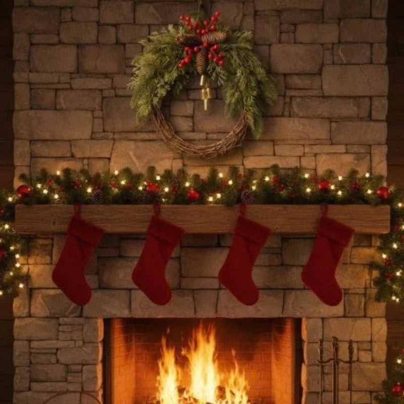 Christmas Wreath with Grapevine Base Pinecones Berries and Golden Bells - Image 6