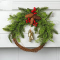 Christmas Wreath with Grapevine Base Pinecones Berries and Golden Bells - Image 7