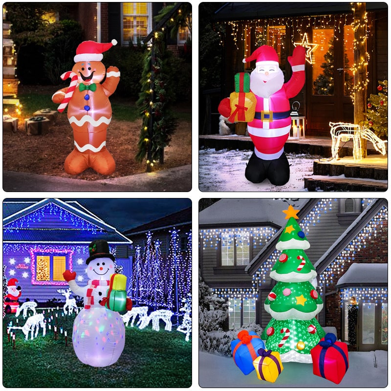 Christmas Yard Decorations Inflatable LED Lights Outdoor Lawn Display with Glowing Figures - Image 2