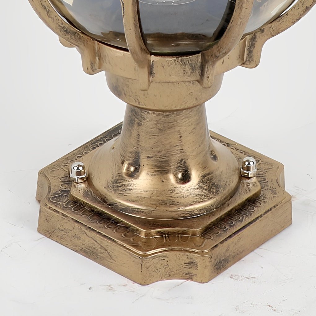 Zewnętrzna lampa w stylu vintage z kulistym kloszem Klasyczna lampa ogrodowa