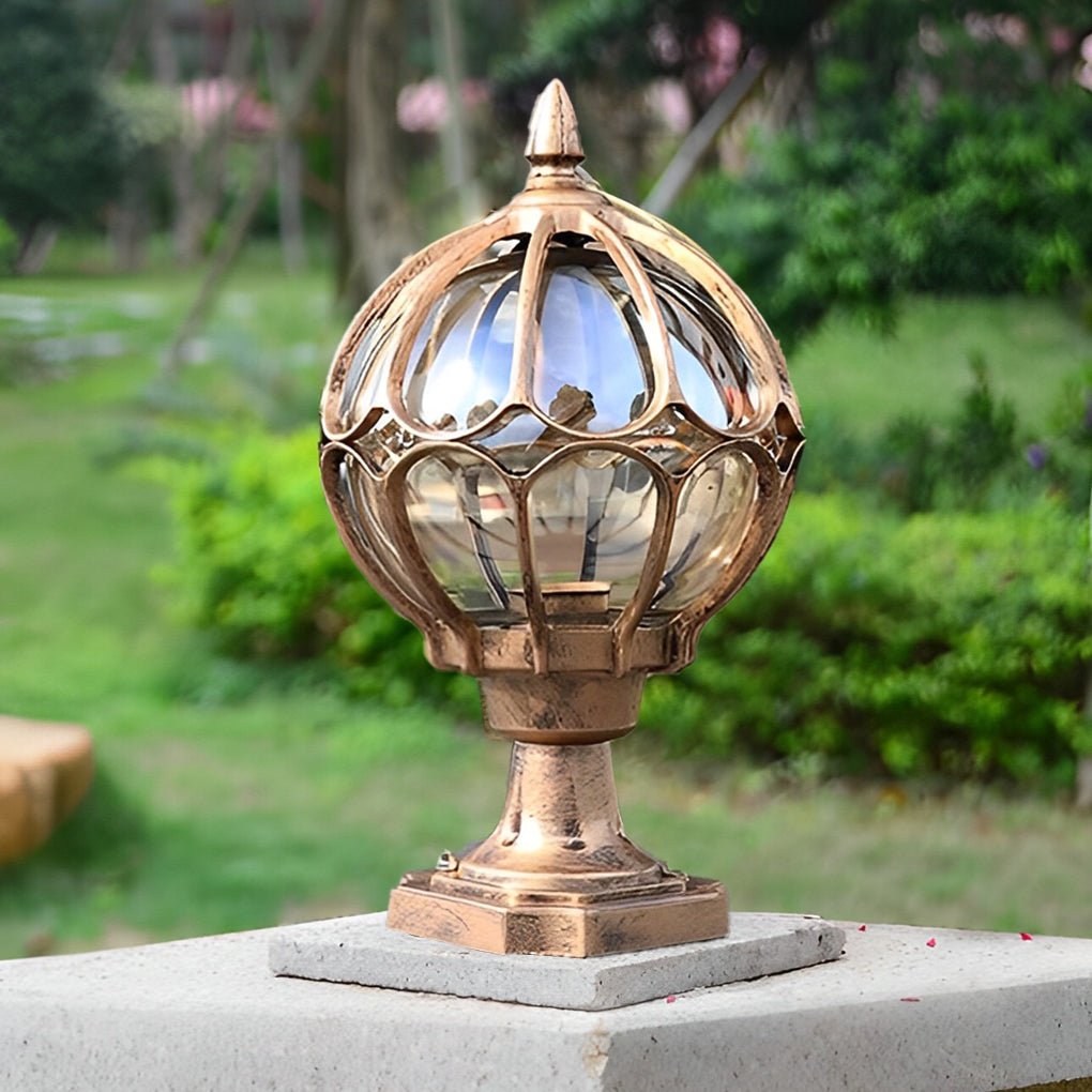 Zewnętrzna lampa w stylu vintage z kulistym kloszem Klasyczna lampa ogrodowa