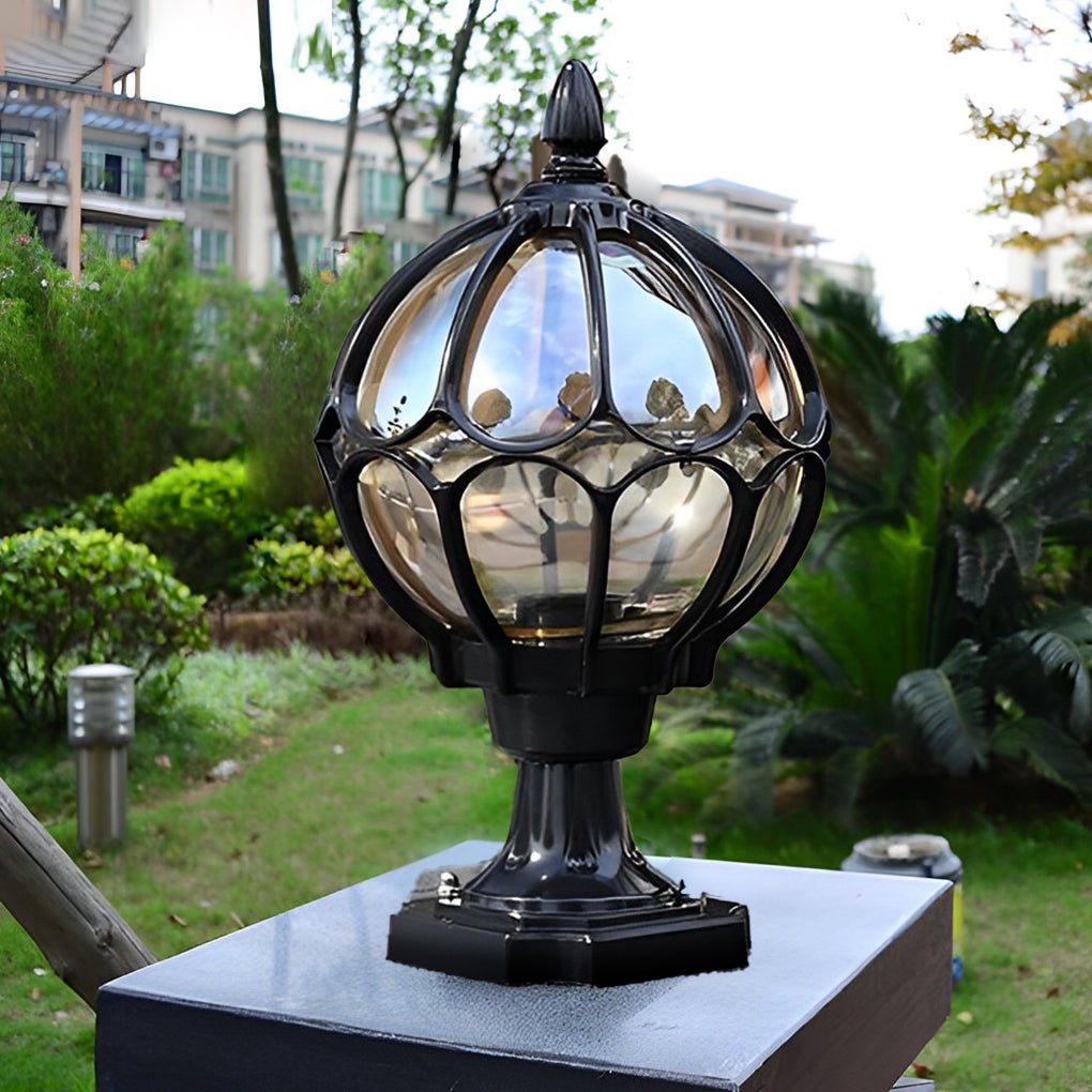 Zewnętrzna lampa w stylu vintage z kulistym kloszem Klasyczna lampa ogrodowa