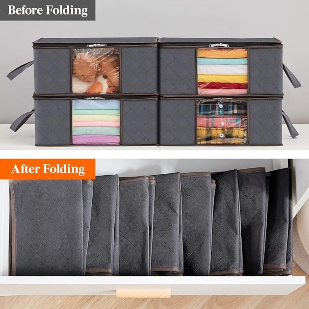 Clothes Storage Bags with Clear Window Foldable Fabric Design and Reinforced Handles - Image 8
