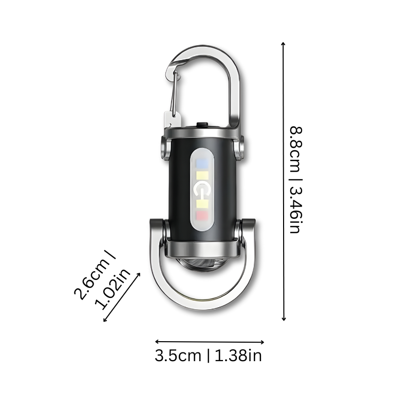 Compact Edc Flashlight with Carabiner Clip USB Rechargeable Mini LED and Multi-Color Side Lights - Image 2