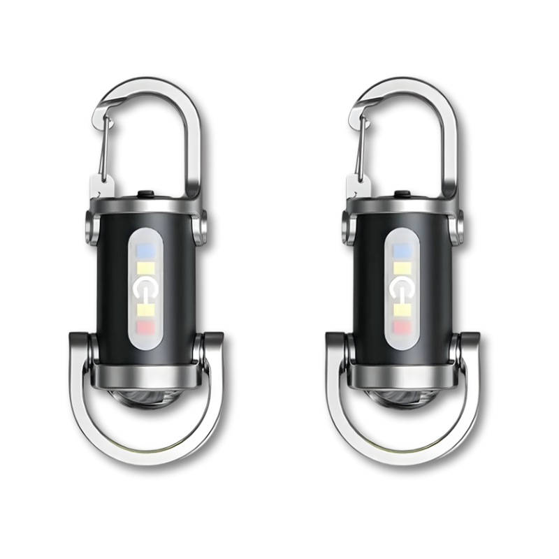 Compact Edc Flashlight with Carabiner Clip USB Rechargeable Mini LED and Multi-Color Side Lights - Image 3