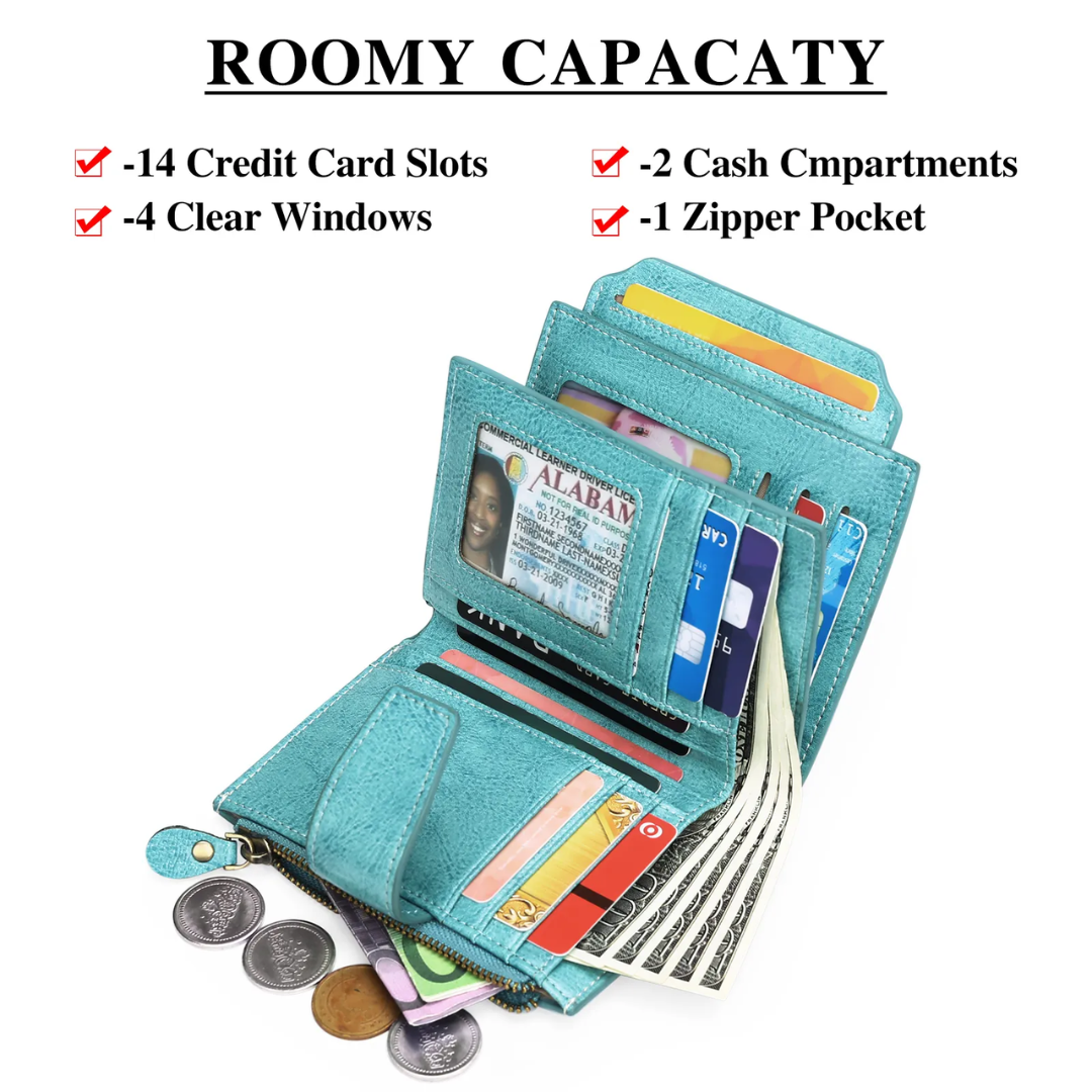 Stylowa portfel wielofunkcyjny z blokadą RFID