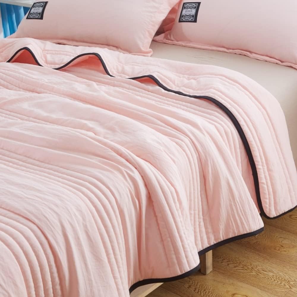 Cooling Throw Blanket with Channel-Quilted Design and Contrast Border - Image 4