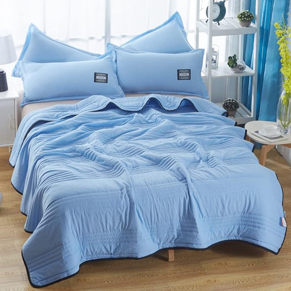 Cooling Throw Blanket with Channel-Quilted Design and Contrast Border - Image 8