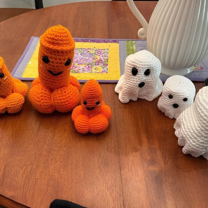Crochet Halloween Gag Plush with Removable Ghost Cover - Image 1