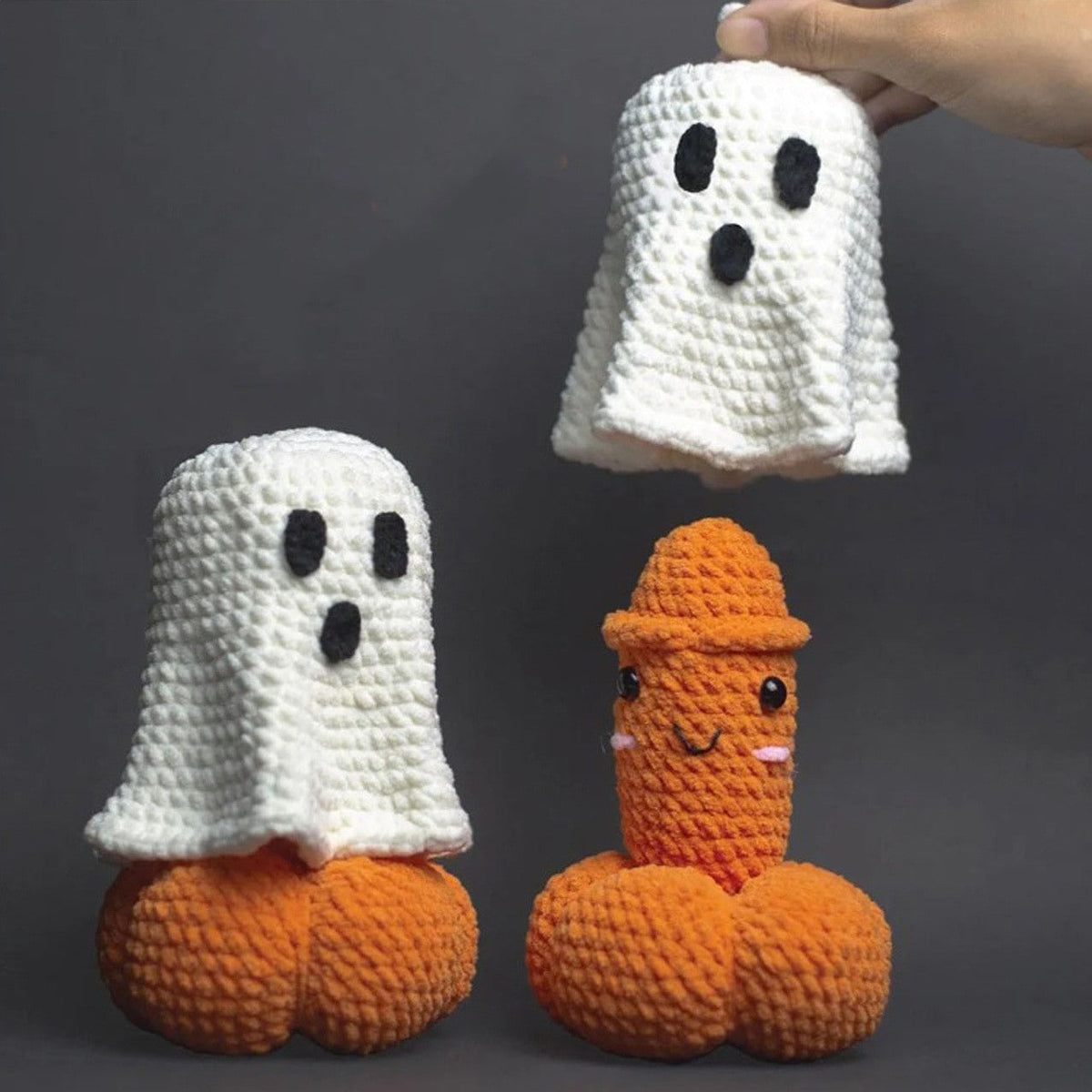Crochet Halloween Gag Plush with Removable Ghost Cover - Image 3