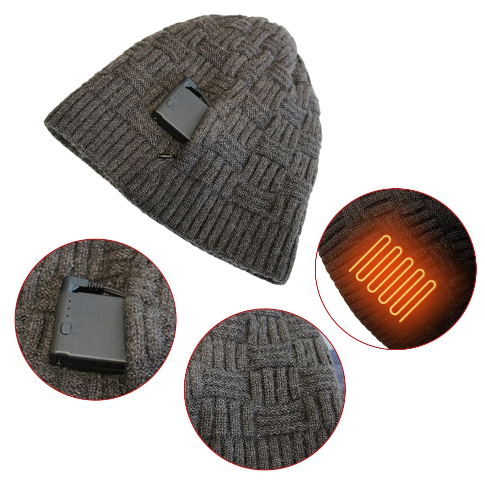 Czapka Zimowa z Daszkiem Damska Podgrzewana Beanie Akumulatorem 3400mah Uszatka Męska - Image 1