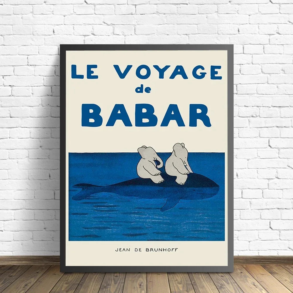 Carina immagine vintage Babar da parete di Jean de Brunhoff - decorazione artistica colorata