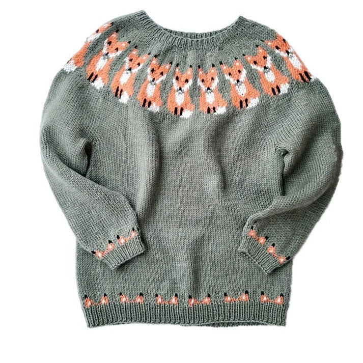 Pull islandais pour femme à motif nordique, coupe ample et col rond