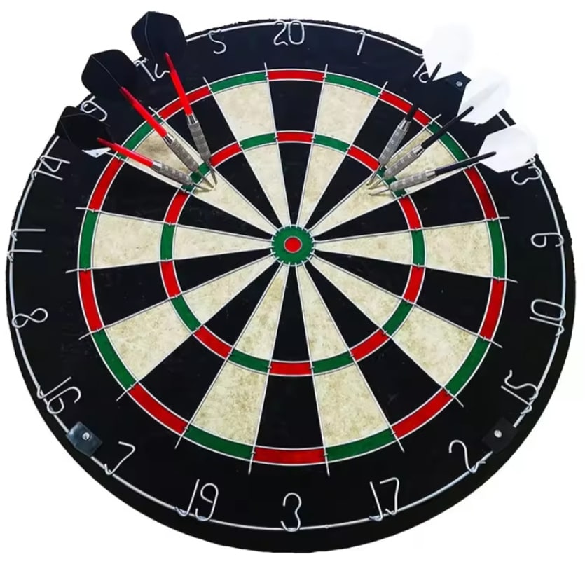 Dartboard with Darts 18-Inch Sisal Bristle Round Board with Steel Tip and Removable Number Ring - Image 2