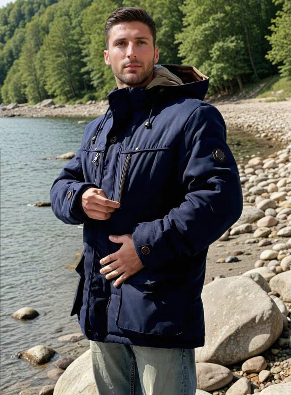 Herren Winterjacke abnehmbarer Kapuzen und sichere Taschen