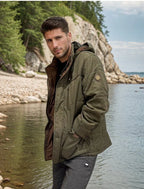 Herren Winterjacke abnehmbarer Kapuzen und sichere Taschen