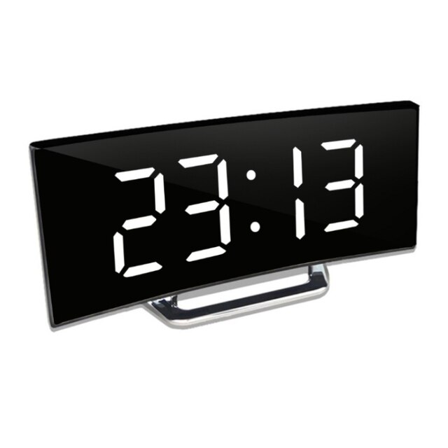 Digital Alarm Clock with Curved LED Mirror Display and Auto Dimming - Image 6